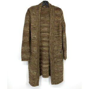 Prana Cardigan Sabina Duster Brown Khaki Marbled Wool Blend Open